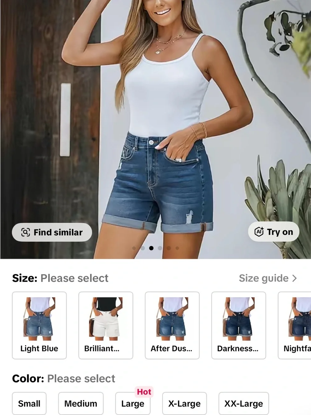 Classic Blue Denim Jean Shorts - Casual Rolled Hem